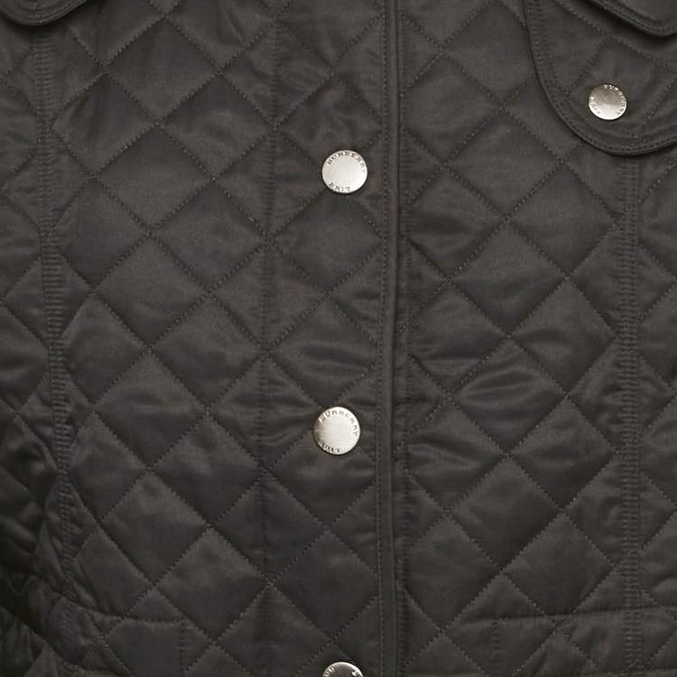 Pre Owned Burberry Brit Black Synthetic Diamond Quilted Jacket XL