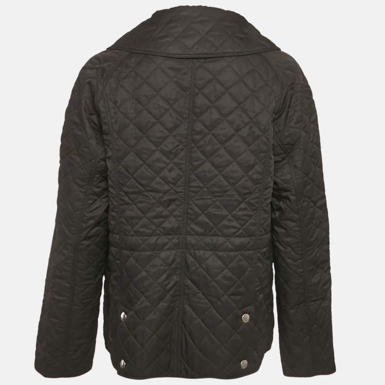 Pre Owned Burberry Brit Black Synthetic Diamond Quilted Jacket XL