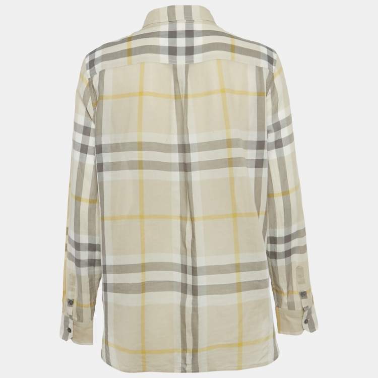 Pre Owned Burberry Brit Beige Nova Check Cotton Button Front Shirt XL