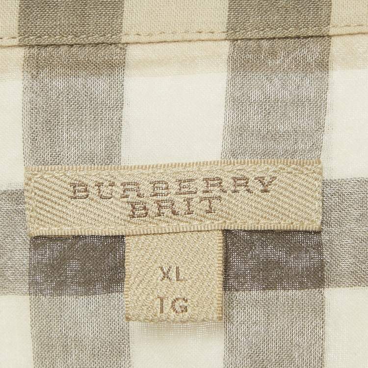 Pre Owned Burberry Brit Beige Nova Check Cotton Button Front Shirt XL