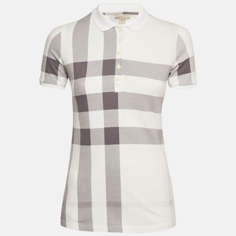 Pre Owned Burberry Brit White checked Cotton Polo T-Shirt S