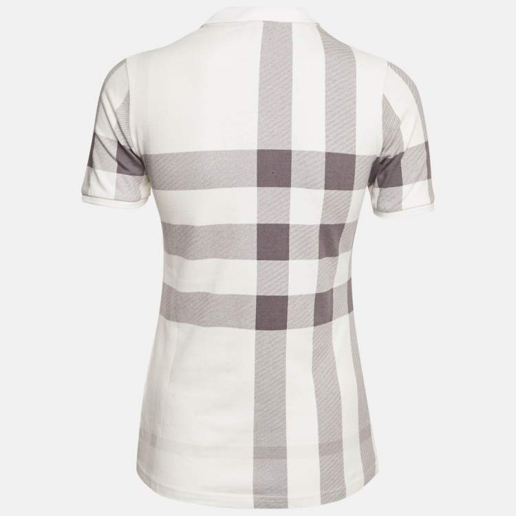 Pre Owned Burberry Brit White checked Cotton Polo T-Shirt S