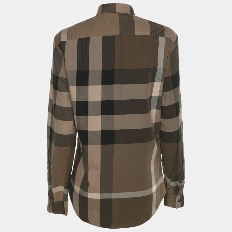 Pre Owned Burberry Brit Beige/Khaki Checked Cotton Long Sleeve Shirt XS