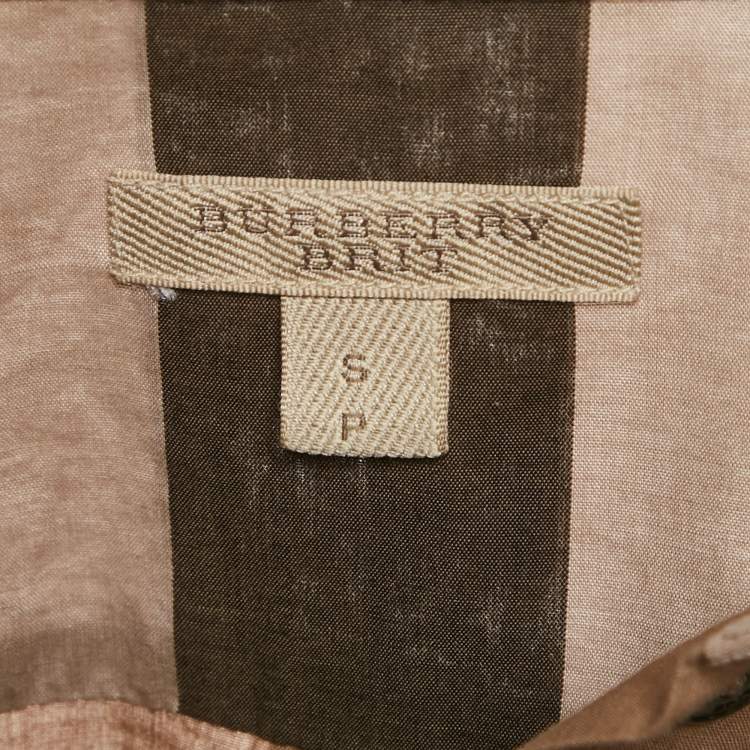 Pre Owned Burberry Beige Checks Cotton Pink Tucks Shirt S