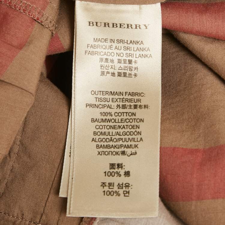 Pre Owned Burberry Beige Checks Cotton Pink Tucks Shirt S