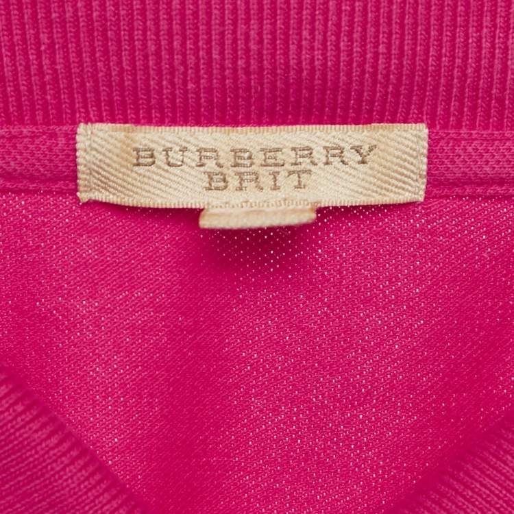 Pre Owned Burberry Brit Pink Pique Polo T-Shirt S