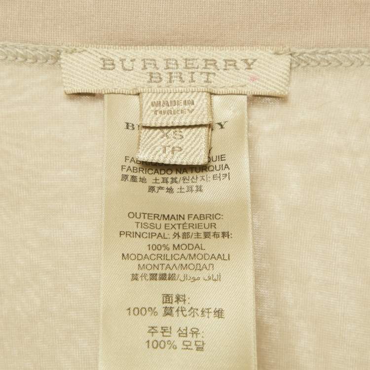 Pre Owned Burberry Brit Beige Jersey Open Front Cardigan XS