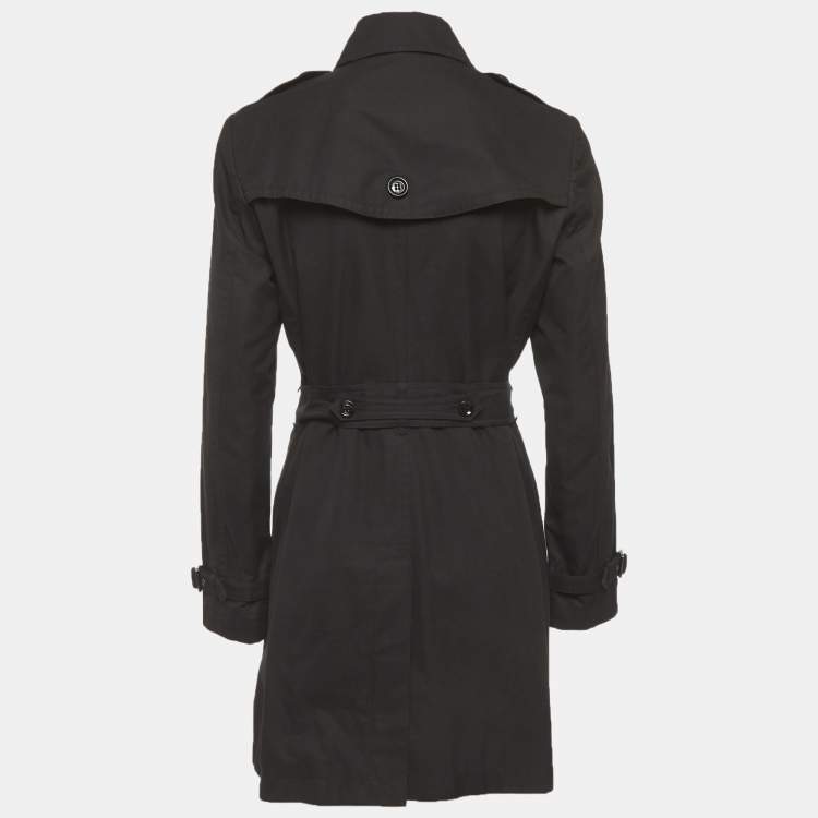 Pre Owned Burberry Brit Black Gabardine Belted Trench Coat M