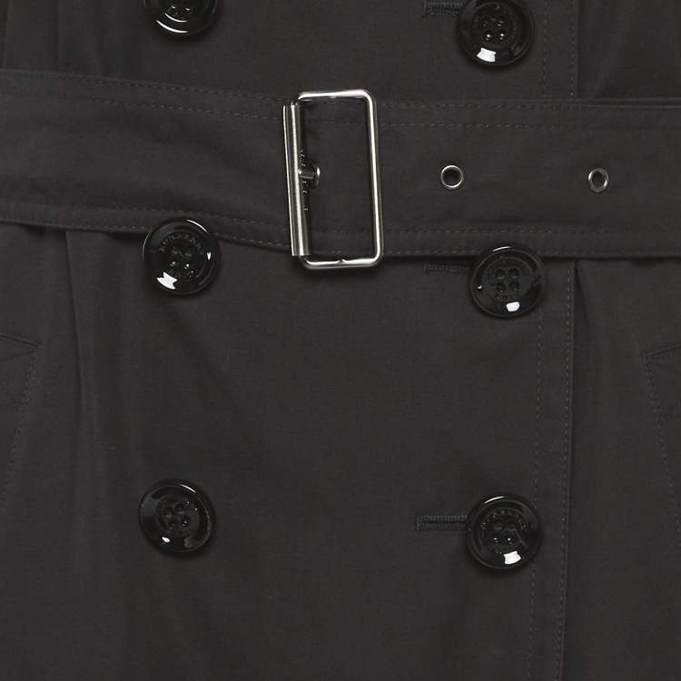 Pre Owned Burberry Brit Black Gabardine Belted Trench Coat M