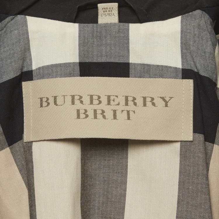 Pre Owned Burberry Brit Black Gabardine Belted Trench Coat M