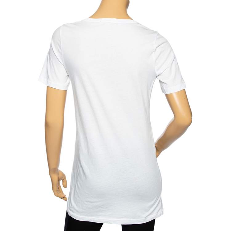 Pre Owned Burberry Brit White Cotton Logo Embroidered Short Sleeve T-Shirt S