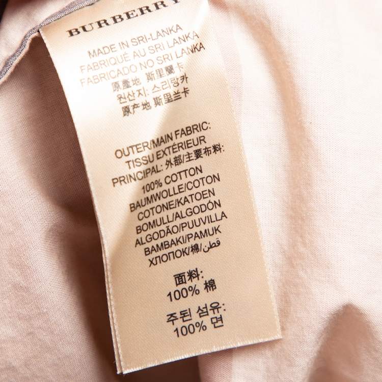 Pre Owned Burberry Brit Beige Cotton Classic Check Ruched Detail Shirt XS