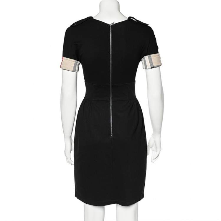 Pre Owned Burberry Brit Black Stretch Knit Short Sleeve Dress S
