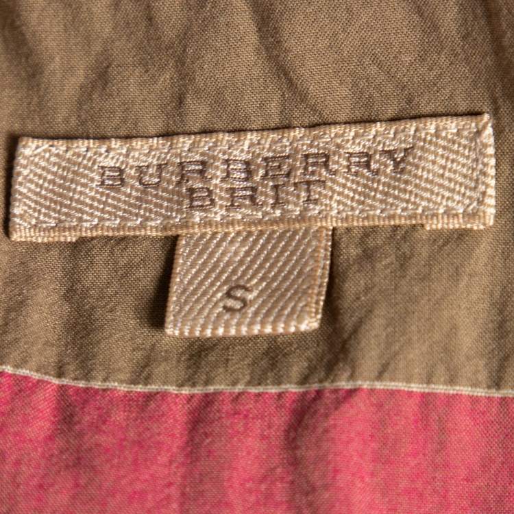 Pre Owned Burberry Brit Pink & Beige Checkered Button Front Shirt S