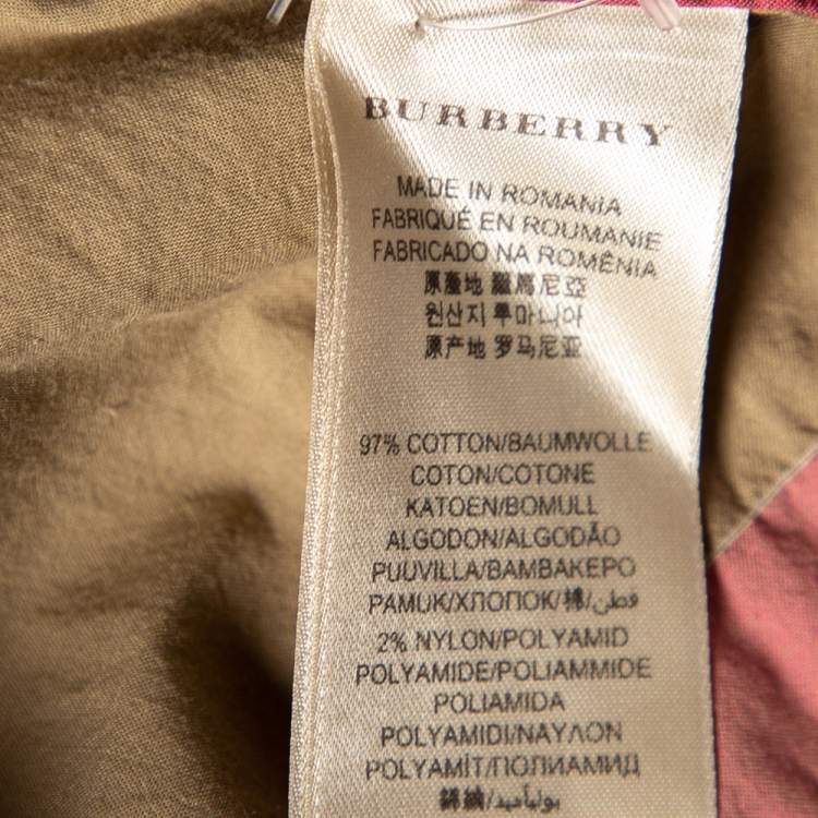 Pre Owned Burberry Brit Pink & Beige Checkered Button Front Shirt S