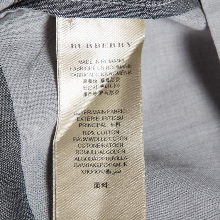 مملوكة مسبقًا Burberry Brit Grey Checkered Cotton Half Button Shirt XL