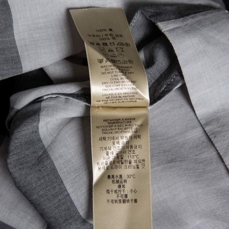 مملوكة مسبقًا Burberry Brit Grey Checkered Cotton Half Button Shirt XL