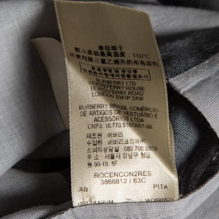 مملوكة مسبقًا Burberry Brit Grey Checkered Cotton Half Button Shirt XL