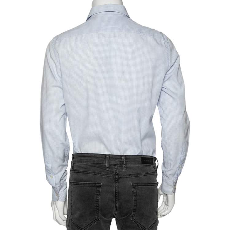 مملوكة مسبقًا Burberry Brit Blue Checkered Cotton Button Front Shirt M