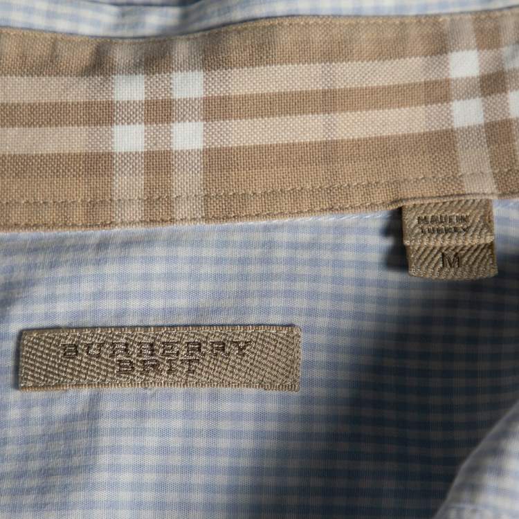 مملوكة مسبقًا Burberry Brit Blue Checkered Cotton Button Front Shirt M