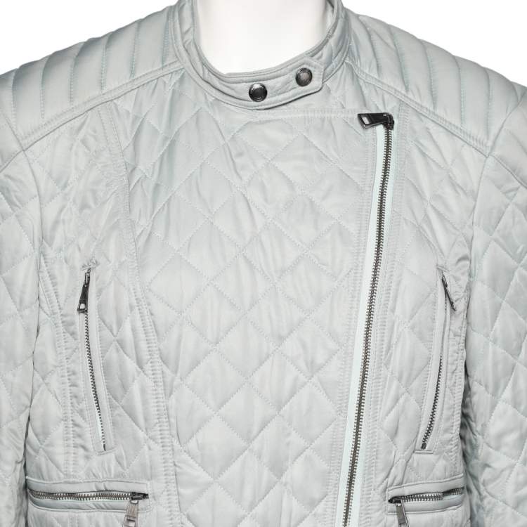 Pre Owned Burberry Brit Light Grey Synthetic Quilted Zip Front Jacket XL