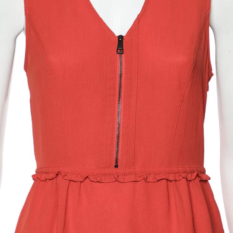 Pre Owned Burberry Brit Dark Orange Sleeveless Mini Dress S
