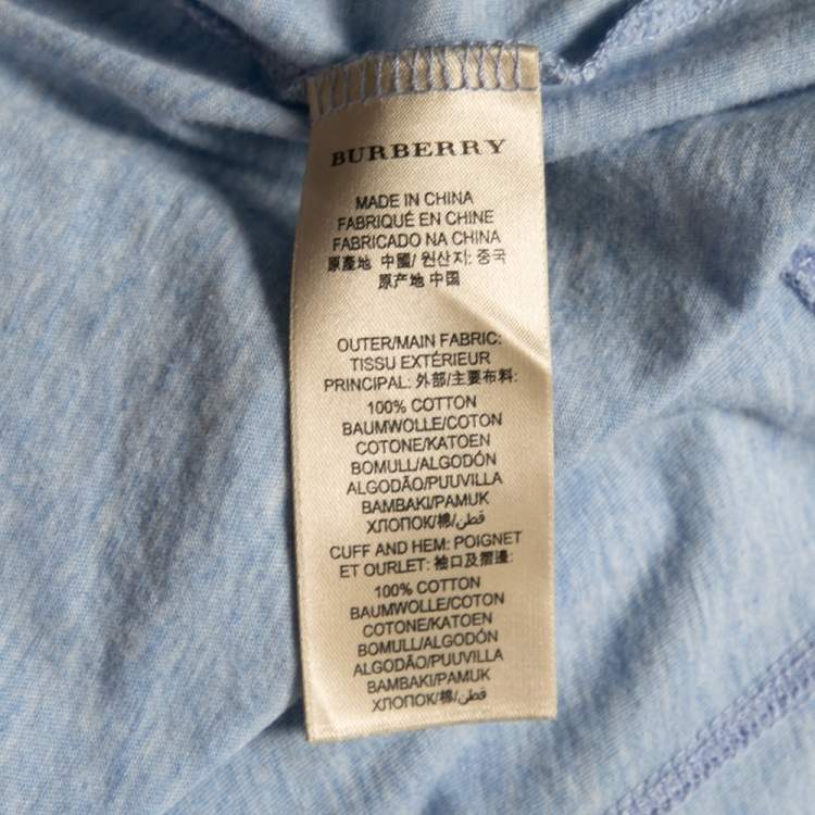 Pre Owned Burberry Brit Blue Cotton Logo Embroidered Short Sleeve T-Shirt XS