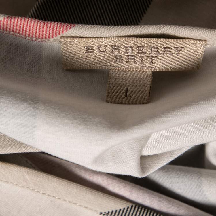 مملوكة مسبقًا Burberry Brit Cream Cotton Sleeveless Top L
