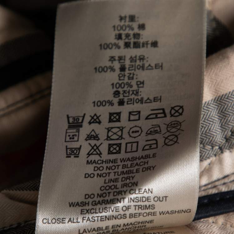 Pre Owned Burberry Brit Navy Blue Diamond Quilted Synthetic Zip Front Jacket M