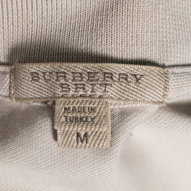 Pre Owned Burberry Brit Beige Cotton Pique Puff Long Sleeve Polo T-Shirt M