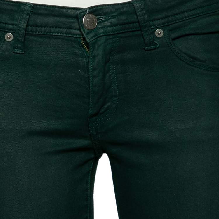 Pre Owned Burberry Brit Green Modal Low Rise Skinny Jeans S