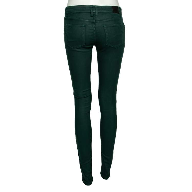 Pre Owned Burberry Brit Green Modal Low Rise Skinny Jeans S