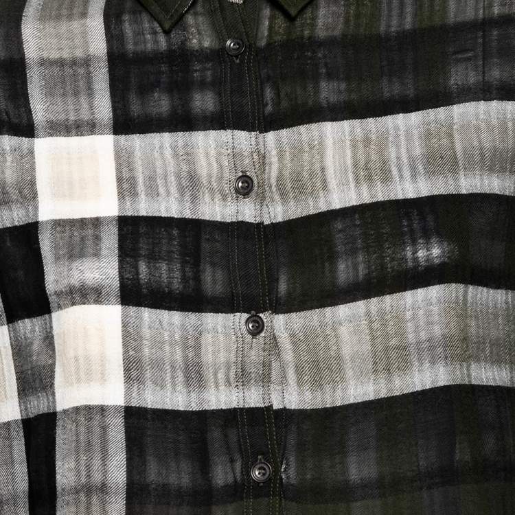 Pre Owned Burberry Brit Green Checkered Cotton Shirt M