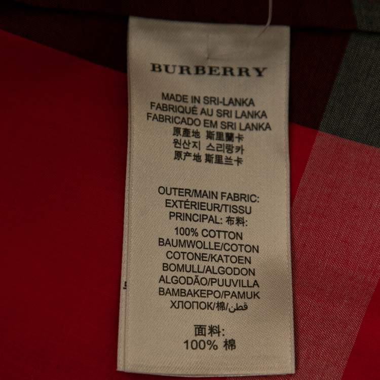 مملوكة مسبقًا Burberry Brit Red Checkered Button Front Long Sleeve Shirt L