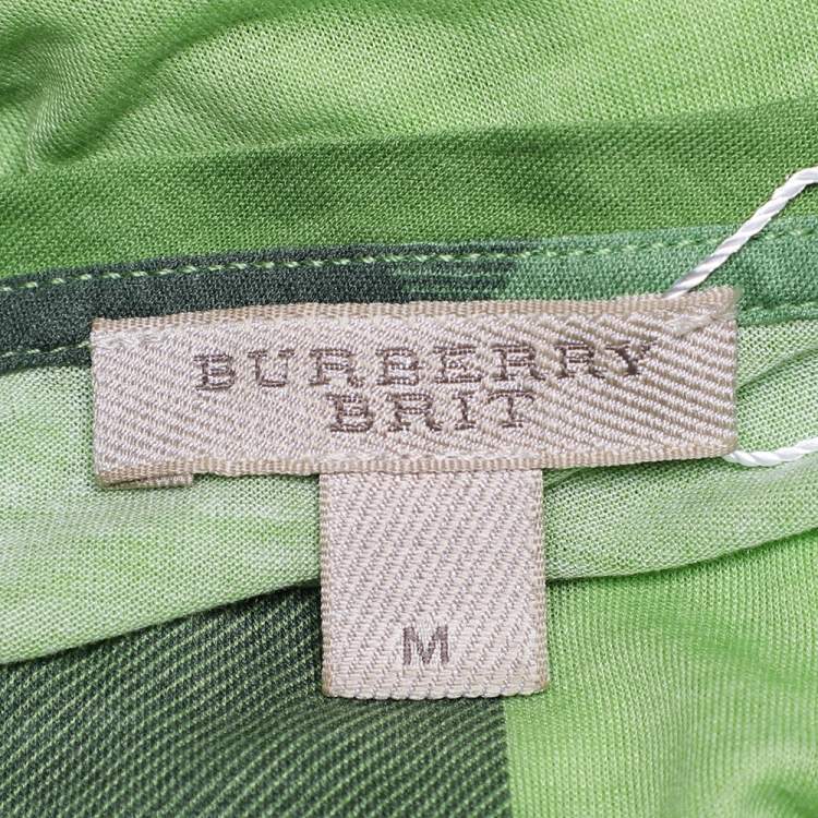 مملوكة مسبقًا Burberry Brit Green Checkered Modal Knit Round Neck T-Shirt M