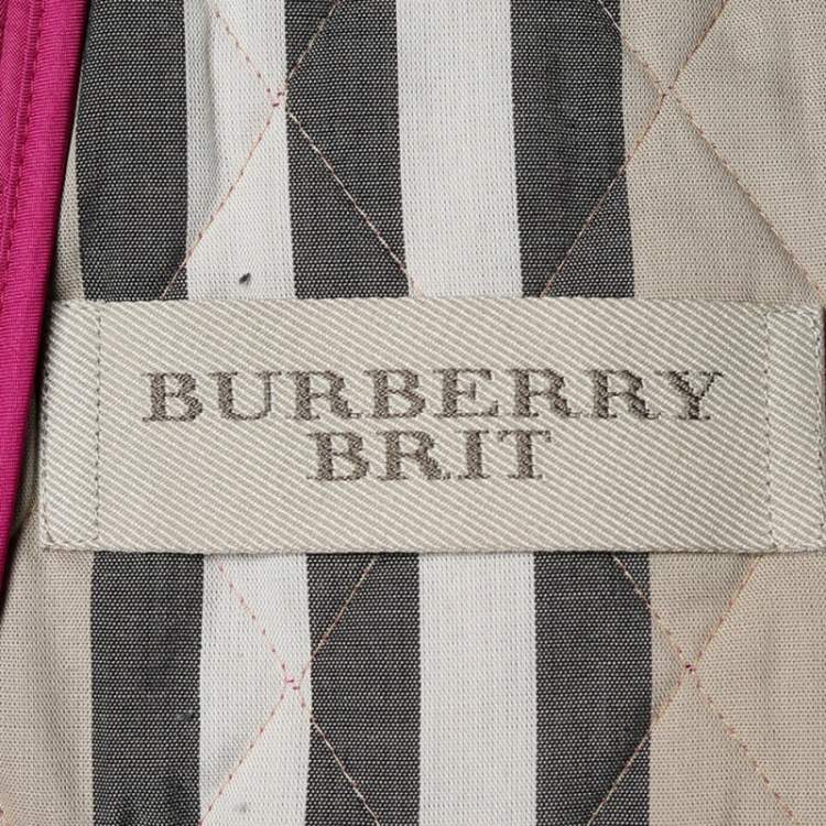 Pre Owned Burberry Brit Fuschia Pink Diamond Quilted Jacket L 