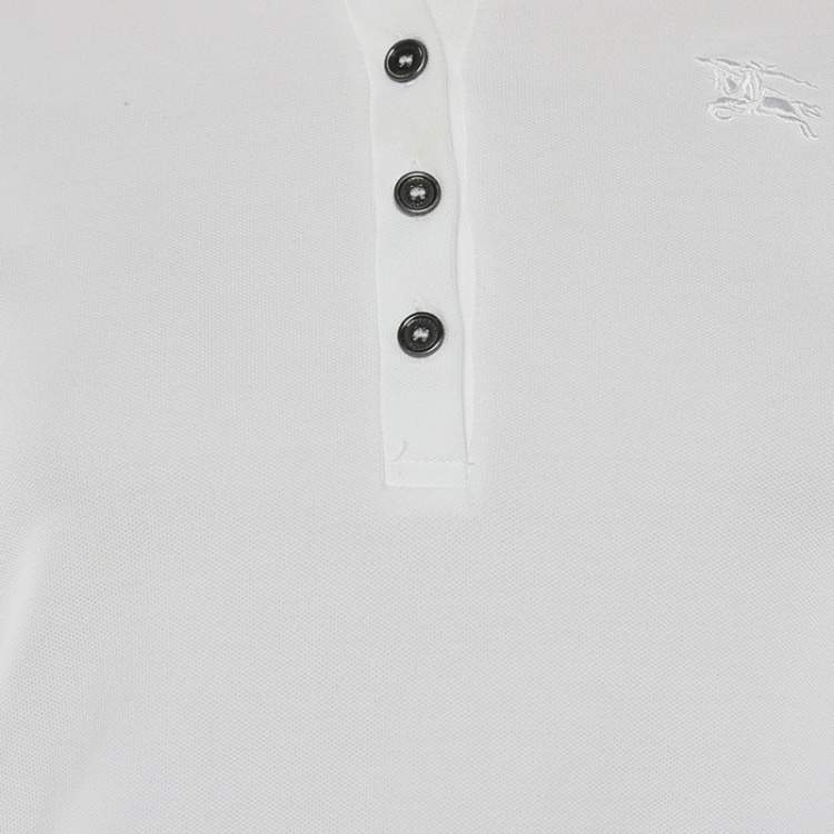 Pre Owned Burberry Brit White Cotton Checked Collar Long Sleeve T-Shirt XS