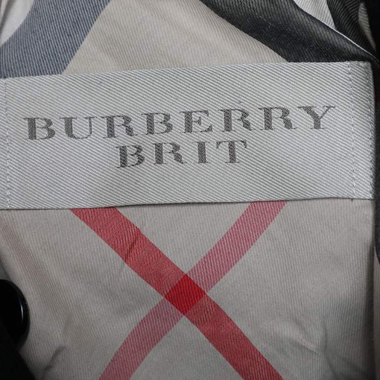 Pre Owned Burberry Brit Black Wool Double Breasted Belted Coat XS