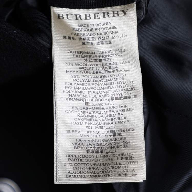 Pre Owned Burberry Brit Black Wool Double Breasted Belted Coat XS