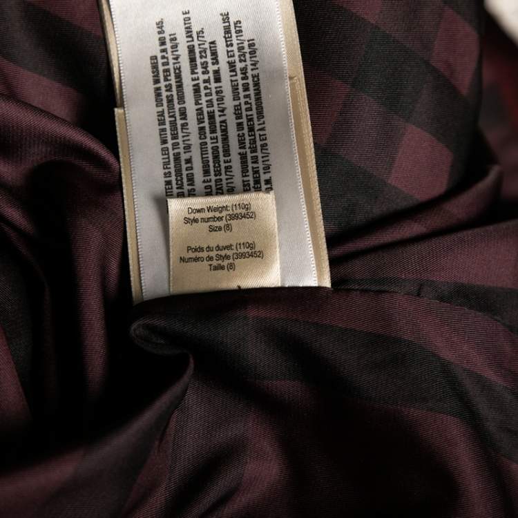 Pre Owned Burberry Brit Burgundy Synthetic Fox Fur Trimmed Puffer Jackets S