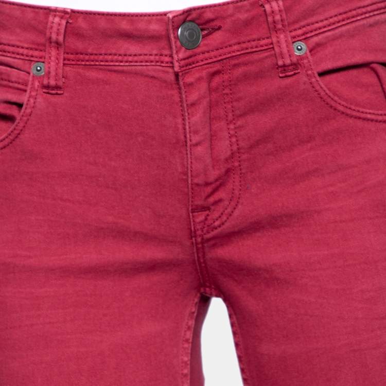 مملوكة مسبقًا Burberry Brit Burgundy Cotton Skinny Mid Rise Jeans S
