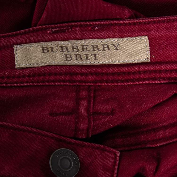 مملوكة مسبقًا Burberry Brit Burgundy Cotton Skinny Mid Rise Jeans S