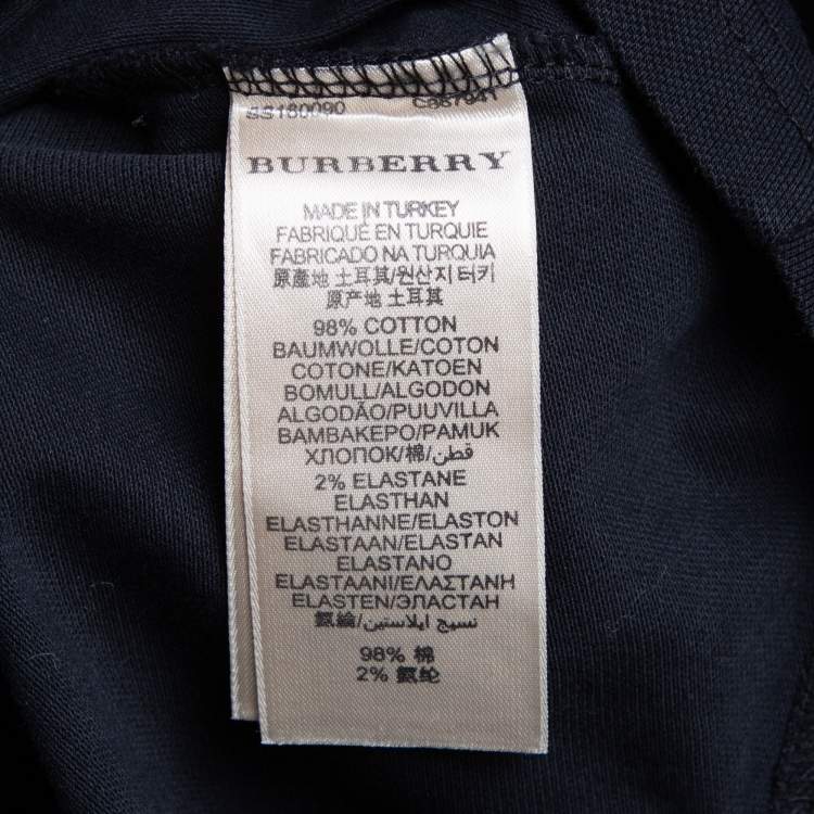 Pre Owned Burberry Brit Black Honeycomb Knit Nova Check Collar Detail Polo T-Shirt S