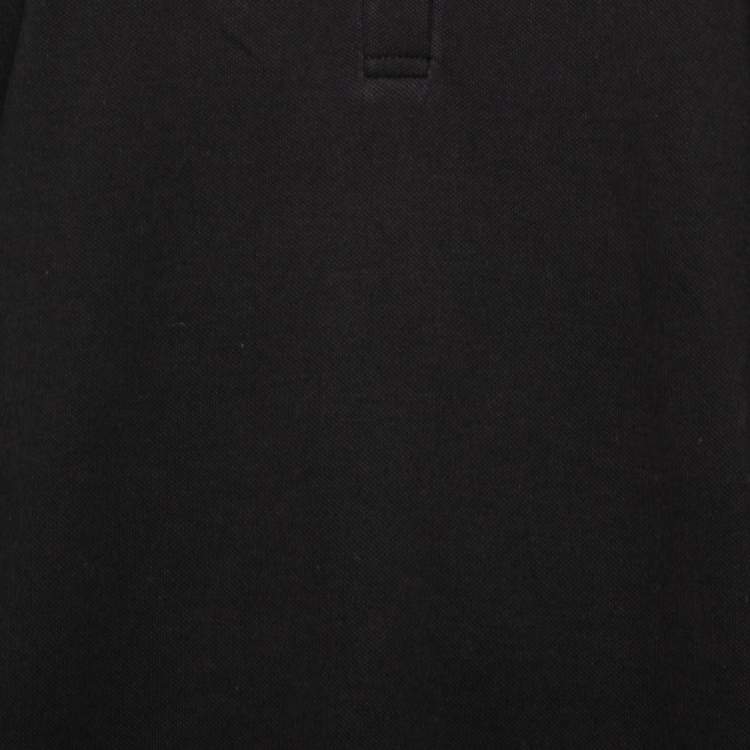 Pre Owned Burberry Brit Black Cotton Pique Nova Check Trim Detail Polo T-Shirt L
