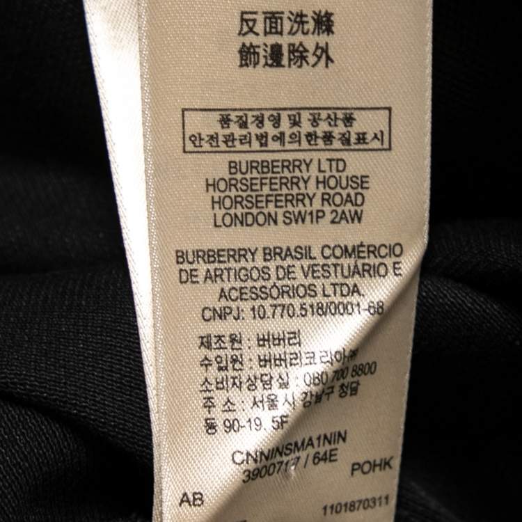 Pre Owned Burberry Brit Black Cotton Pique Nova Check Trim Detail Polo T-Shirt L