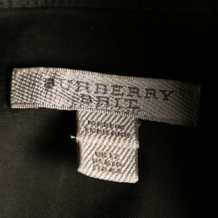 مملوكة مسبقًا Burberry Brit Olive Cotton Drawstring Elasticized Waist Shirt Dress M