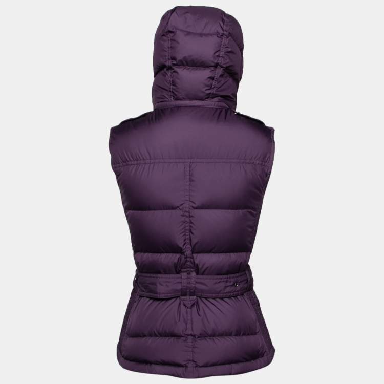 Burberry Brit Purple Synthetic Sleeveless Belted Puffer Hooded Jacket XS Burberry  Brit | TLC