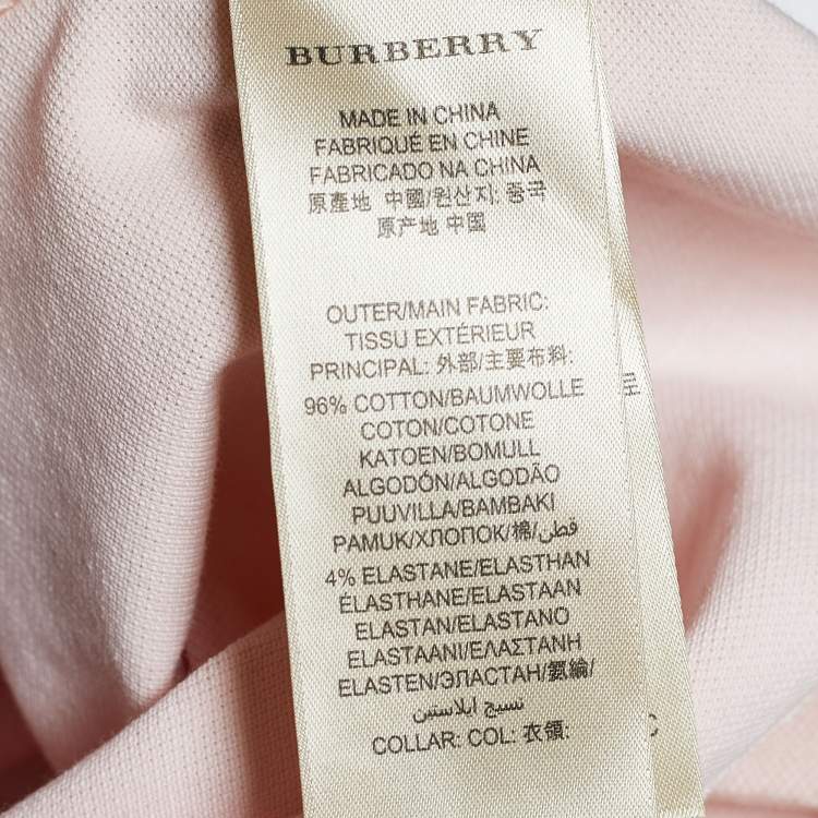 Pre Owned Burberry Brit Pink Cotton Pique Nova Check Collar Detail Polo T-Shirt M