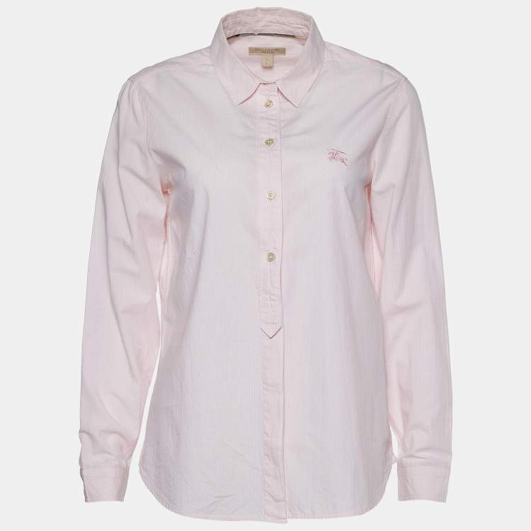 Pre Owned Burberry Brit Pink Striped Stretch Cotton Button Front Shirt S