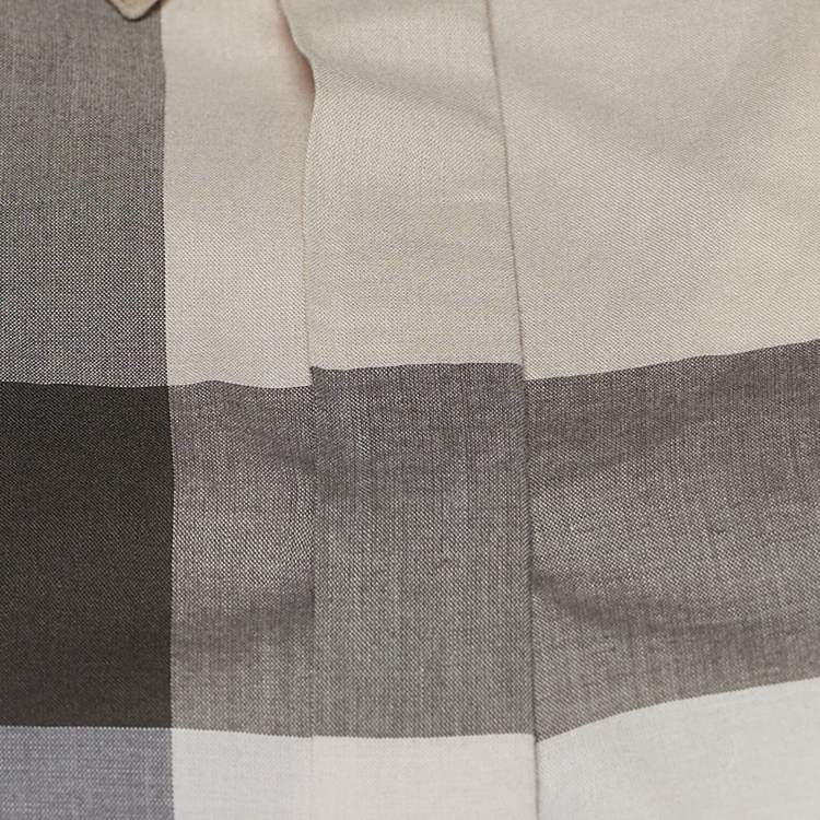 مملوكة مسبقًا Burberry Brit Beige Novacheck Print Cotton Concealed Button Front Shirt L